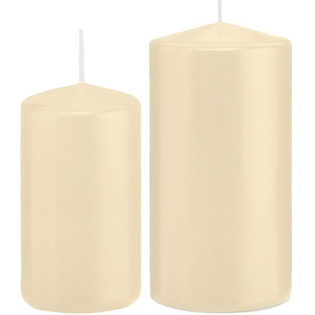 Stompkaarsen set van 2x stuks creme wit 12 en 15 cm