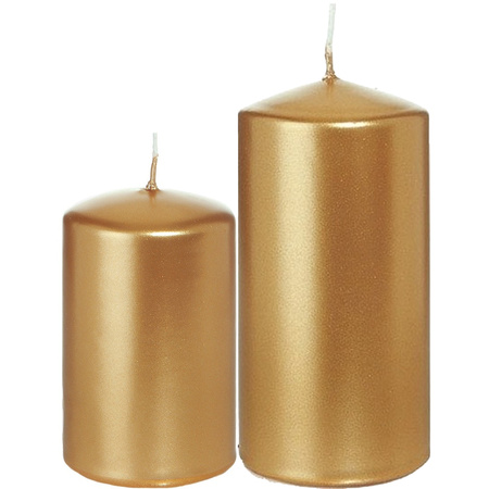 Stompkaarsen set van 2x stuks goud 8 en 12 cm