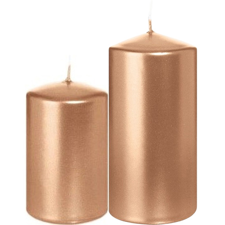 Stompkaarsen set van 2x stuks rose goud 8 en 12 cm