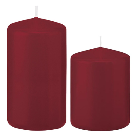 Stompkaarsen set van 4x stuks bordeaux rood 8 en 12 cm