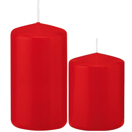Stompkaarsen set van 4x stuks rood 8 en 12 cm