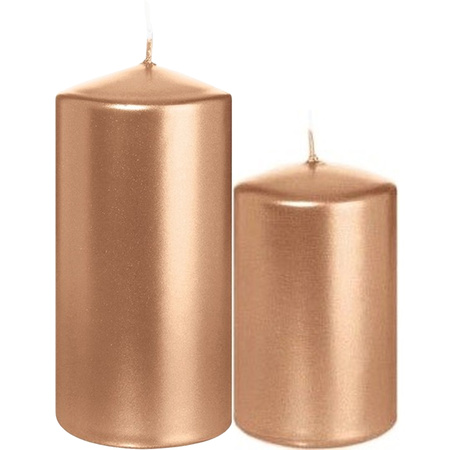 Stompkaarsen set van 4x stuks rose goud 8 en 12 cm