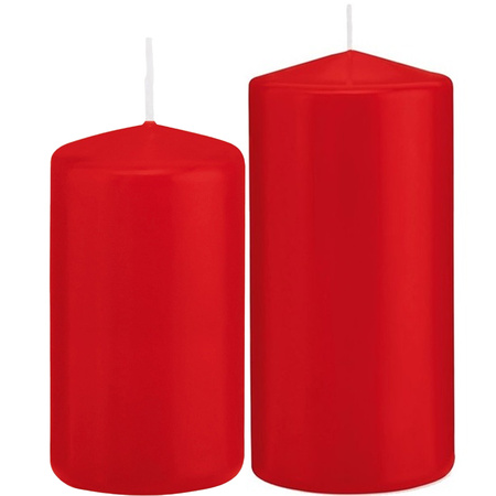 Stompkaarsen set van 6x stuks rood 12 en 15 cm