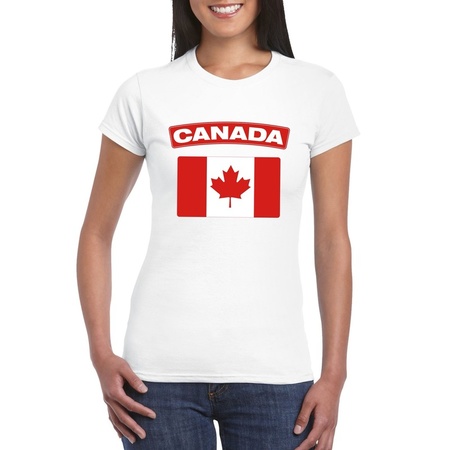 Canadese vlag shirt wit dames