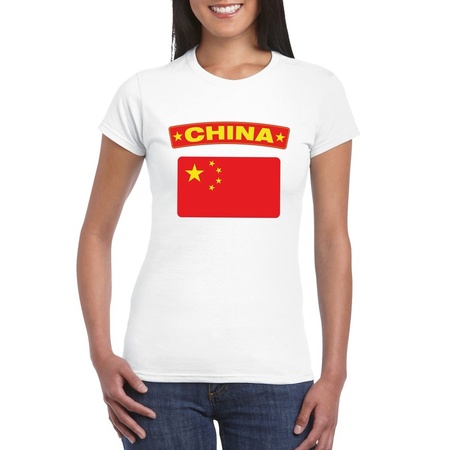 Chinese vlag shirt wit dames