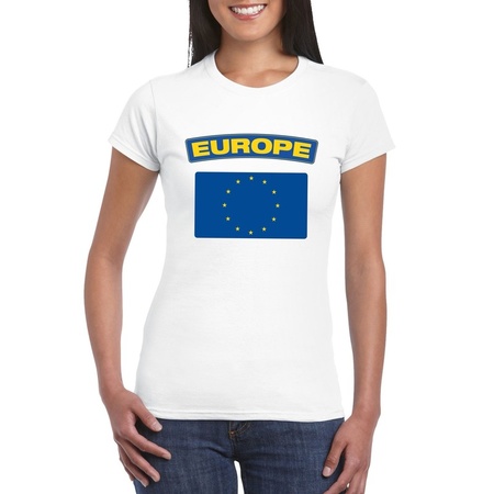 Europe flag t-shirt white women