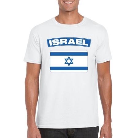 Israelische vlag shirt wit heren