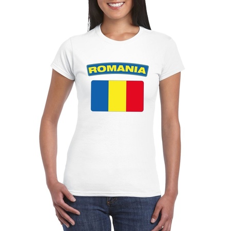 Roemeense vlag shirt wit dames