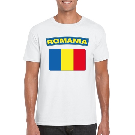Romania flag t-shirt white men