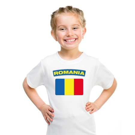 Roemeense vlag kinder shirt wit