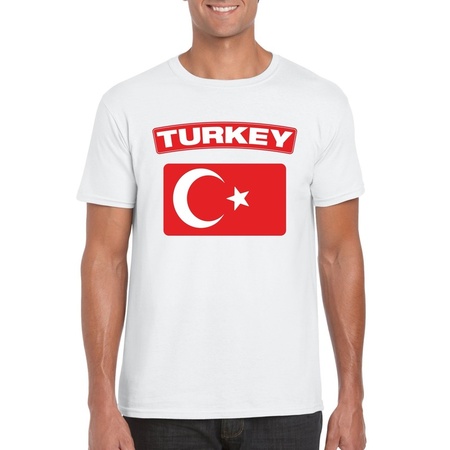 Turkse vlag shirt wit heren