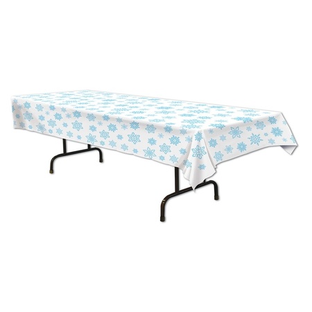 Tablecloth white with snowflakes print