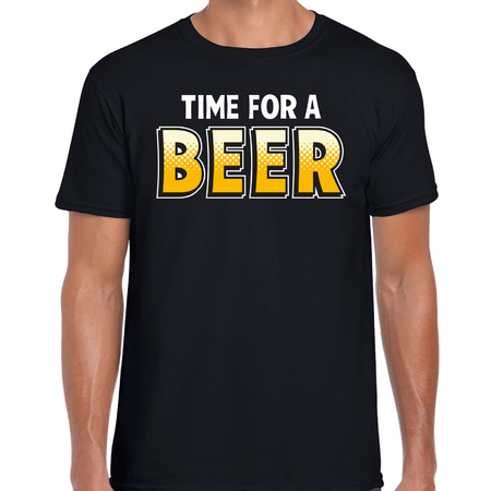 Time for a Beer drank fun t-shirt zwart voor heren