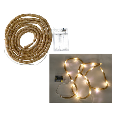 Rope lights burlap with 20 LED lights warm white 320 cm battery powered