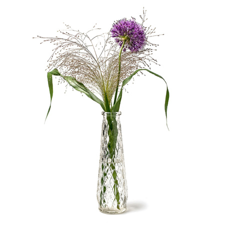 Bellatio design Vase - transparent - glass - checks - 6 x 22 cm
