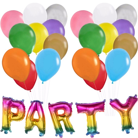 Birthday Party balloons 100x and foil party letters 36 cm