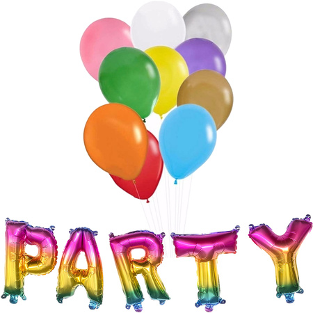 Birthday Party balloons 50x and foil party letters 36 cm