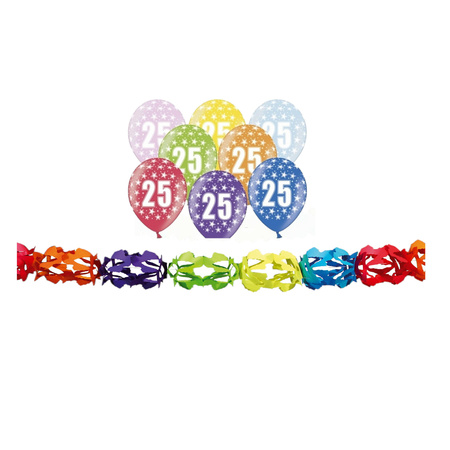 Verjaardag feest 25 jaar versieringen pakket feestslingers en ballonnen