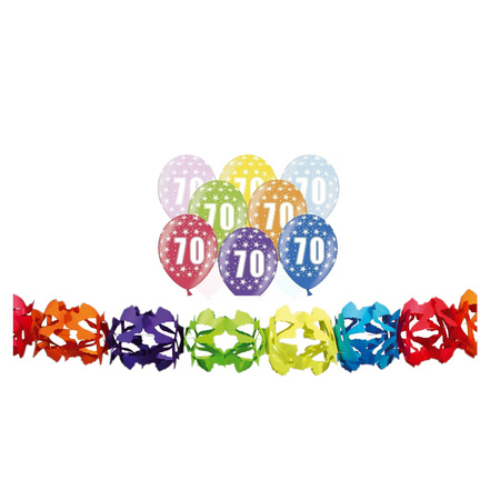 Verjaardag feest 70 jaar versieringen pakket feestslingers en ballonnen