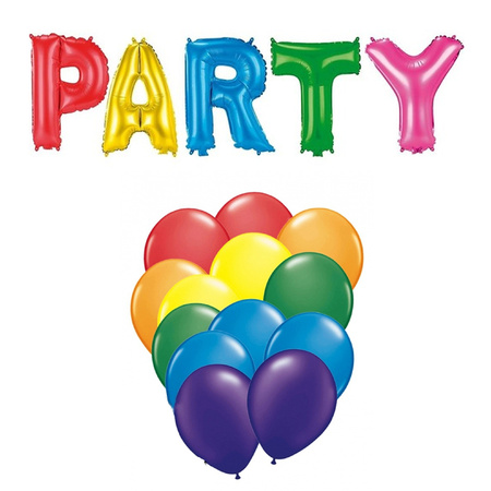 Birthdat party set foil letter balloons and 50x party balloons 27 cm