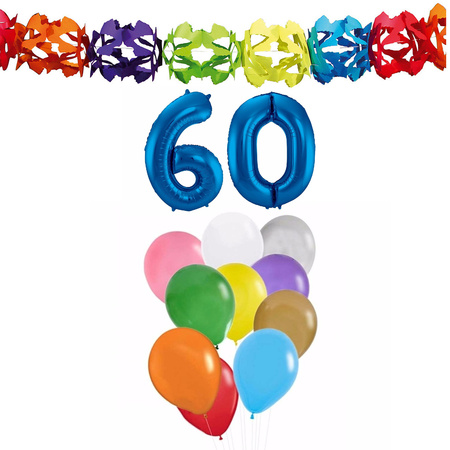 Birthday decoration set 60 years - inflatable number/guirlande/balloons