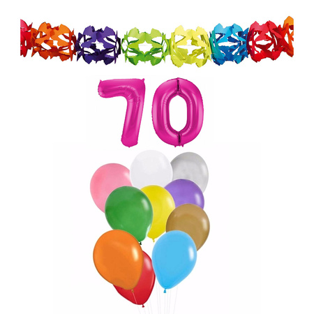 Birthday decoration set 70 years - inflatable number/guirlande/balloons