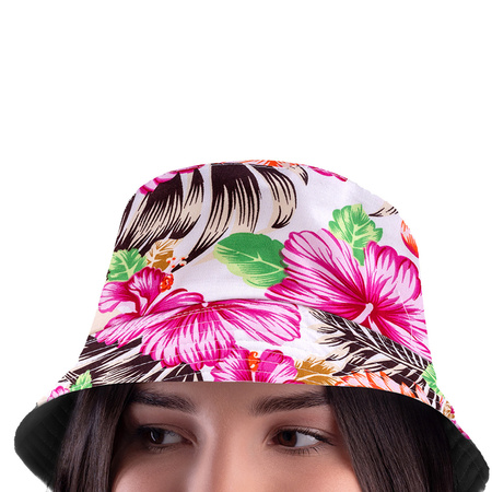 Tropische Hawaii party verkleedset - bucket hoedje - met bloemenslinger - volwassenen - summer