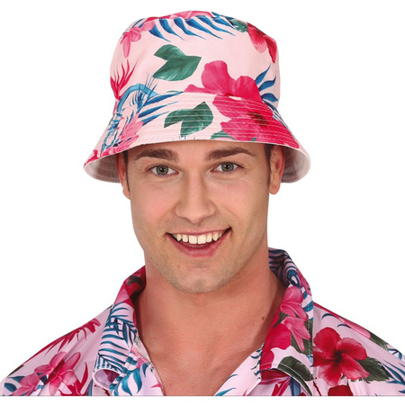 Carnaval set - Tropical Hawaii party - bucket hat and flower guirlande - for adults