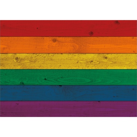 Vintage Gay Parade regenboog vlag LHBT op hout poster 84 cm