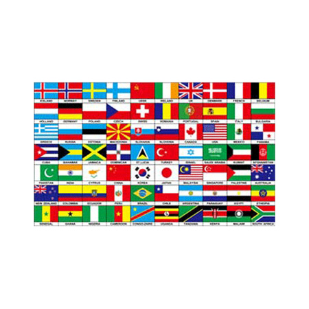 Internationale vlag met 70 landen