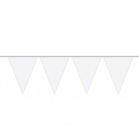Witte/Zilveren feest punt vlaggetjes pakket 120 meter