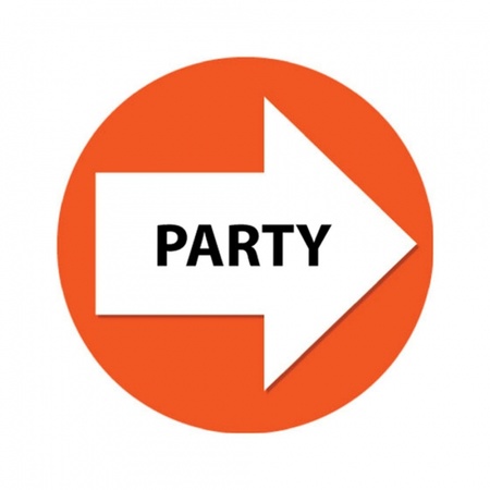 Set met oranje pijl en party stickers