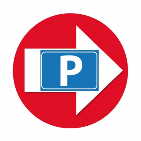 Set met rode pijl en P logo stickers