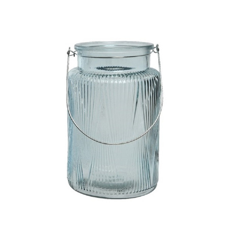 Lantern tea light holder glass ice blue 22 cm