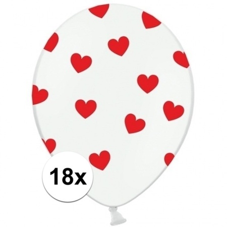 White balloons with red hearts18 pieces