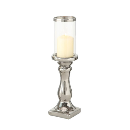 Silver ceramic candle holder 36 x 9 cm