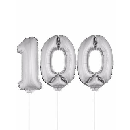 Opblaas cijfer 100 folie ballon 41 cm