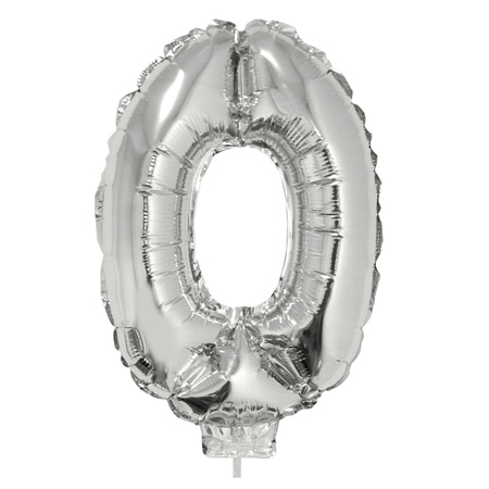 Inflatable silver foil balloon number 90 on stick
