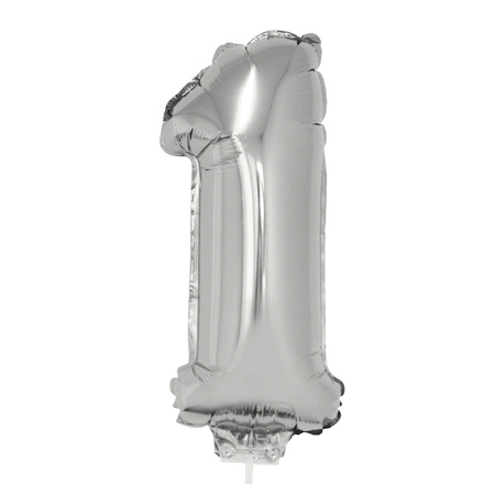 Inflatable silver foil balloon number 12 on stick