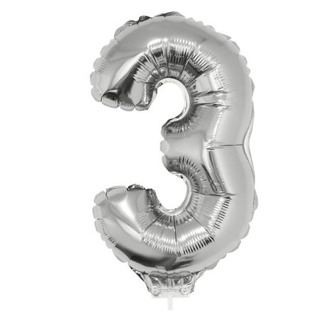 Inflatable silver foil balloon number 13 on stick