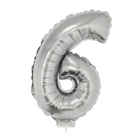 65 jaar leeftijd feestartikelen/versiering cijfer ballonnen op stokje van 41 cm