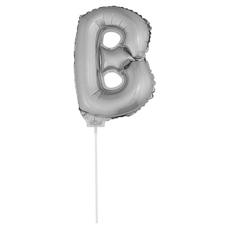 Silver inflatable letter balloon B on a stick