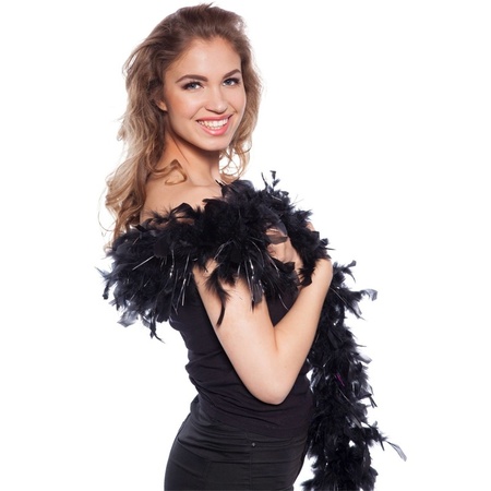 Black with silver feather boa 180 cm