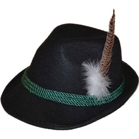 Black Tyrolean hat dress up accessory for adults