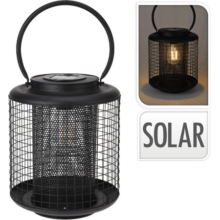 Black solar lantern with flame effect 22 cm