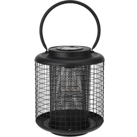Black solar lantern with flame effect 22 cm